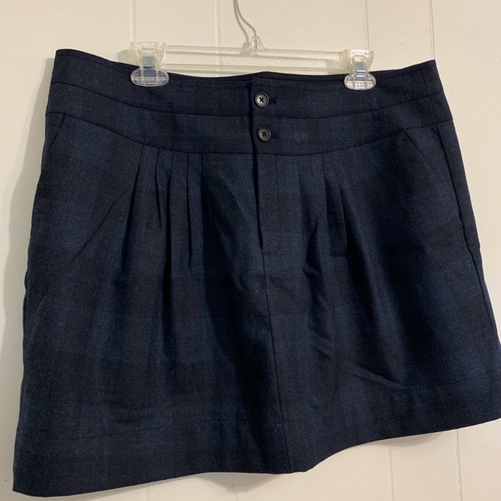 GAP Dark Blue & Black Plaid Front Pleated Skirt